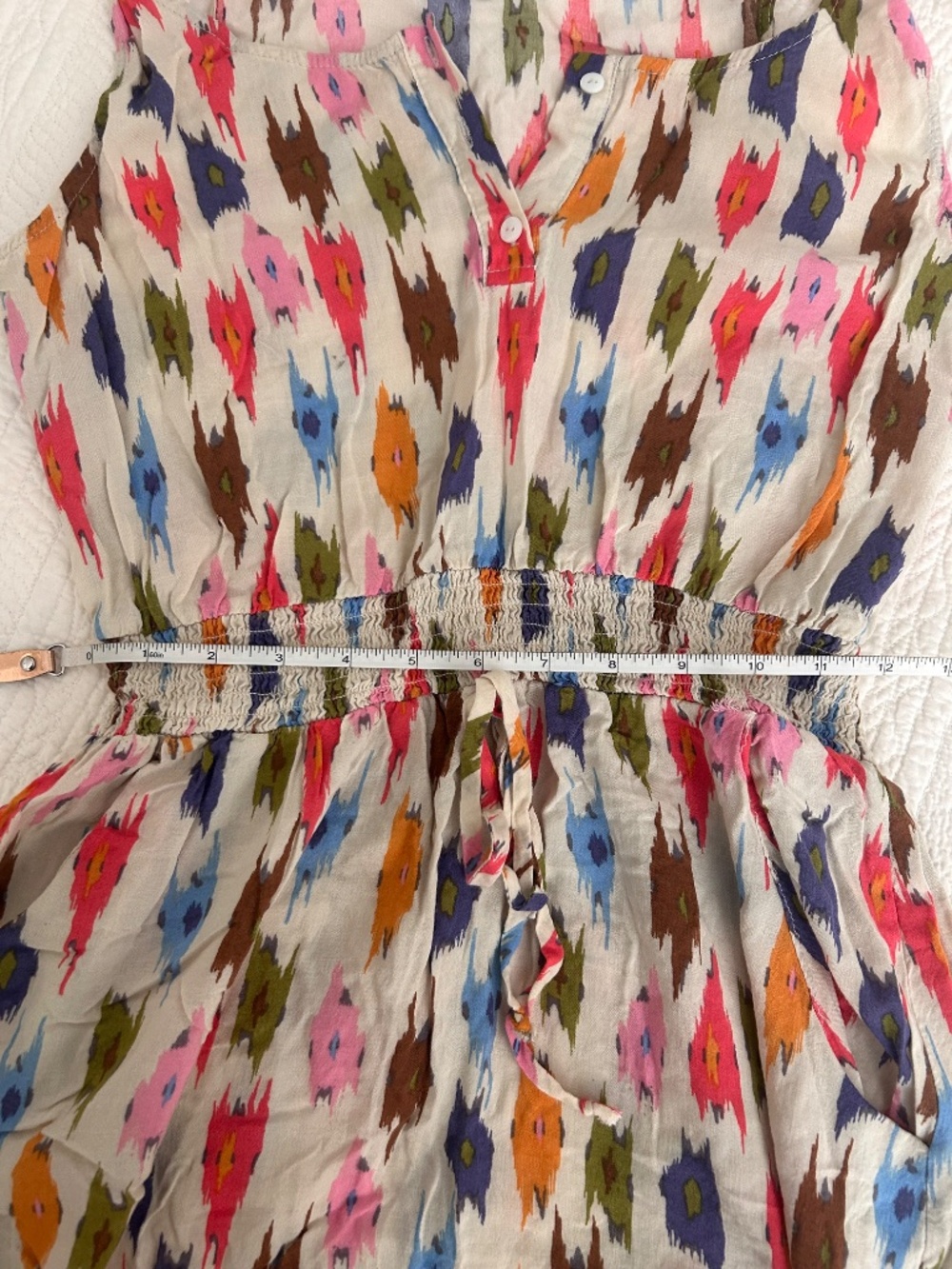 Spring Patterned Mini Dress With Pockets - Picture 7 of 9